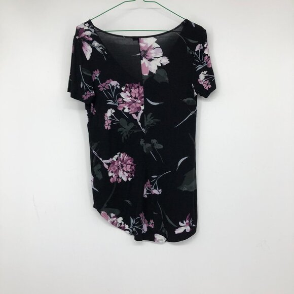 Dynamite black purple floral V-Neck casual t-shirt XS - Picture 2 of 12